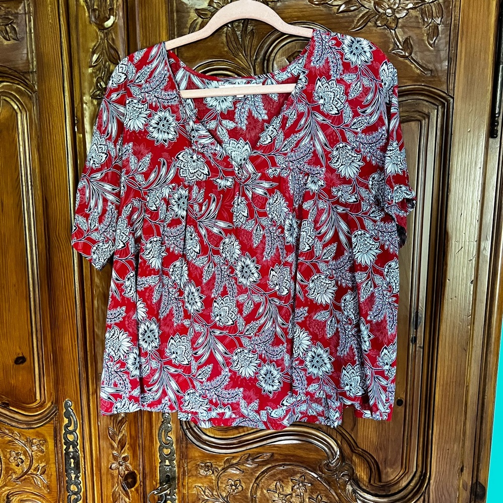 Xirena Piper Top: Red White and Blue. Size Large.